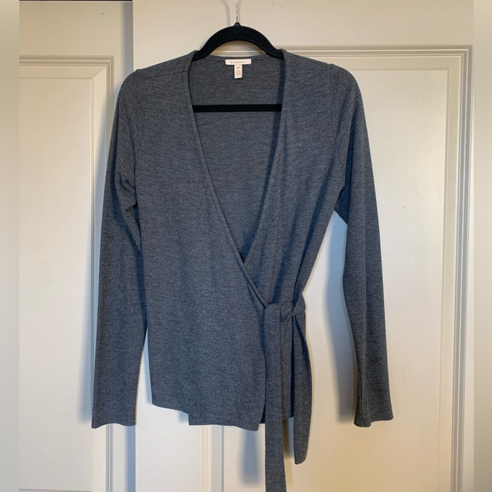 Bordeaux Dark Grey Wrap Sweater